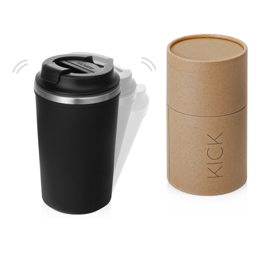 Герметичная термокружка на присоске "Kick", 350 мл, черный
