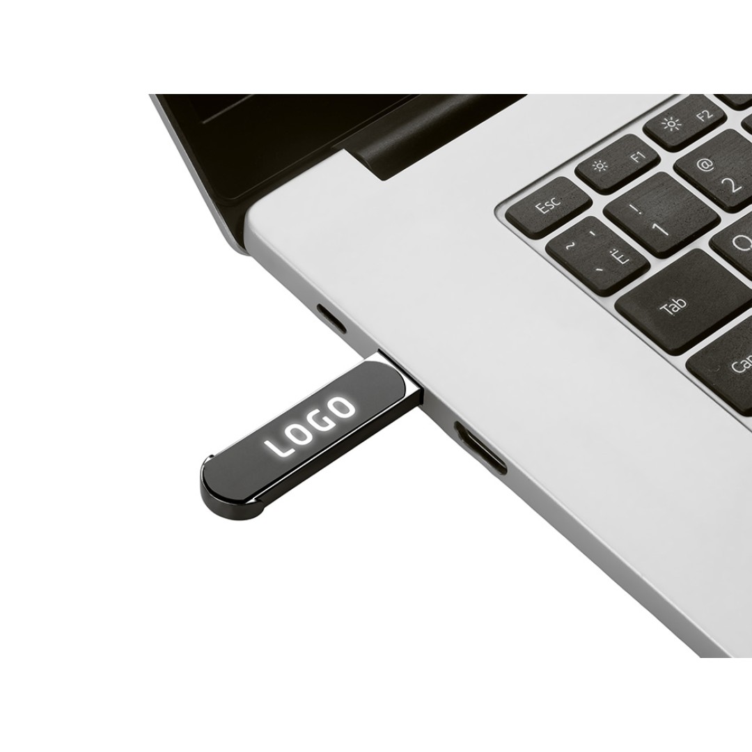 Металлическая ручка с флешкой на 16 Гб и светящимся логотипом "Patronus", матовая черная