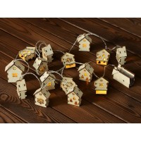 Елочная гирлянда с лампочками "Зимняя сказка" деревянная