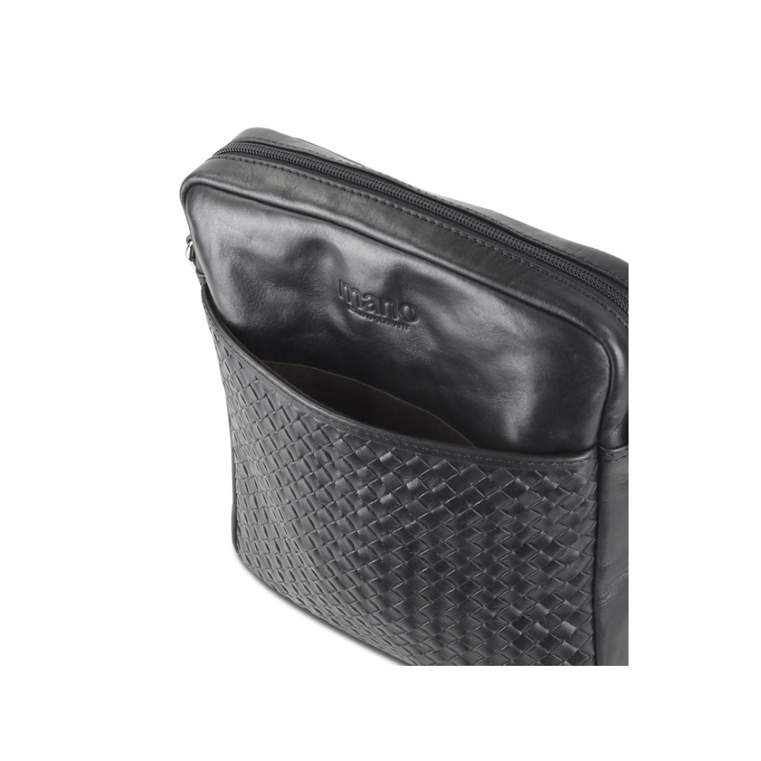Сумка через плечо Mano "Don Luca", натуральная кожа в черном цвете, 23 х 26,5 х 4,5 см