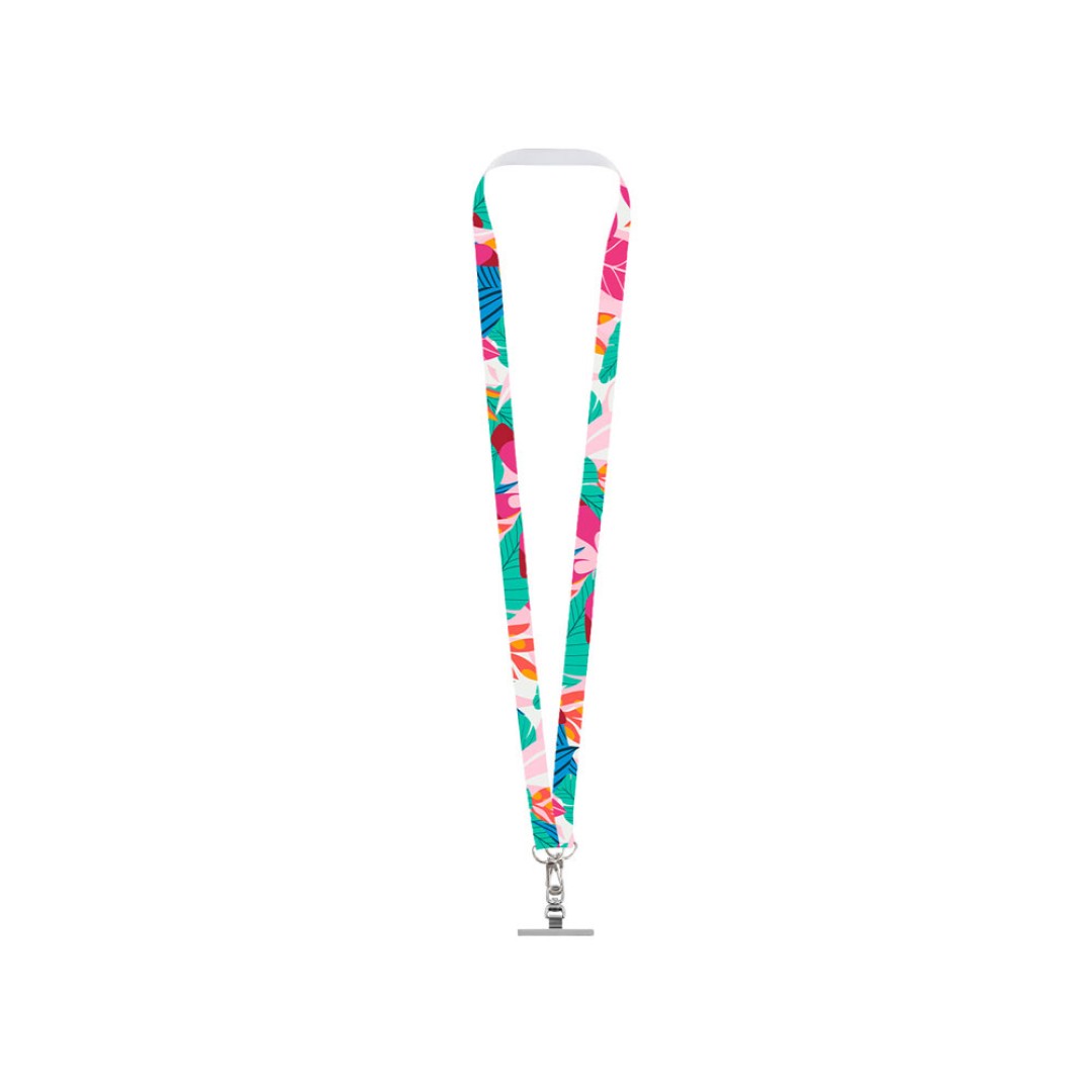 Ланъярд 2 см под сублимацию с 2-мя трендовыми карабинами и металлическим держателем для телефона, серебристый