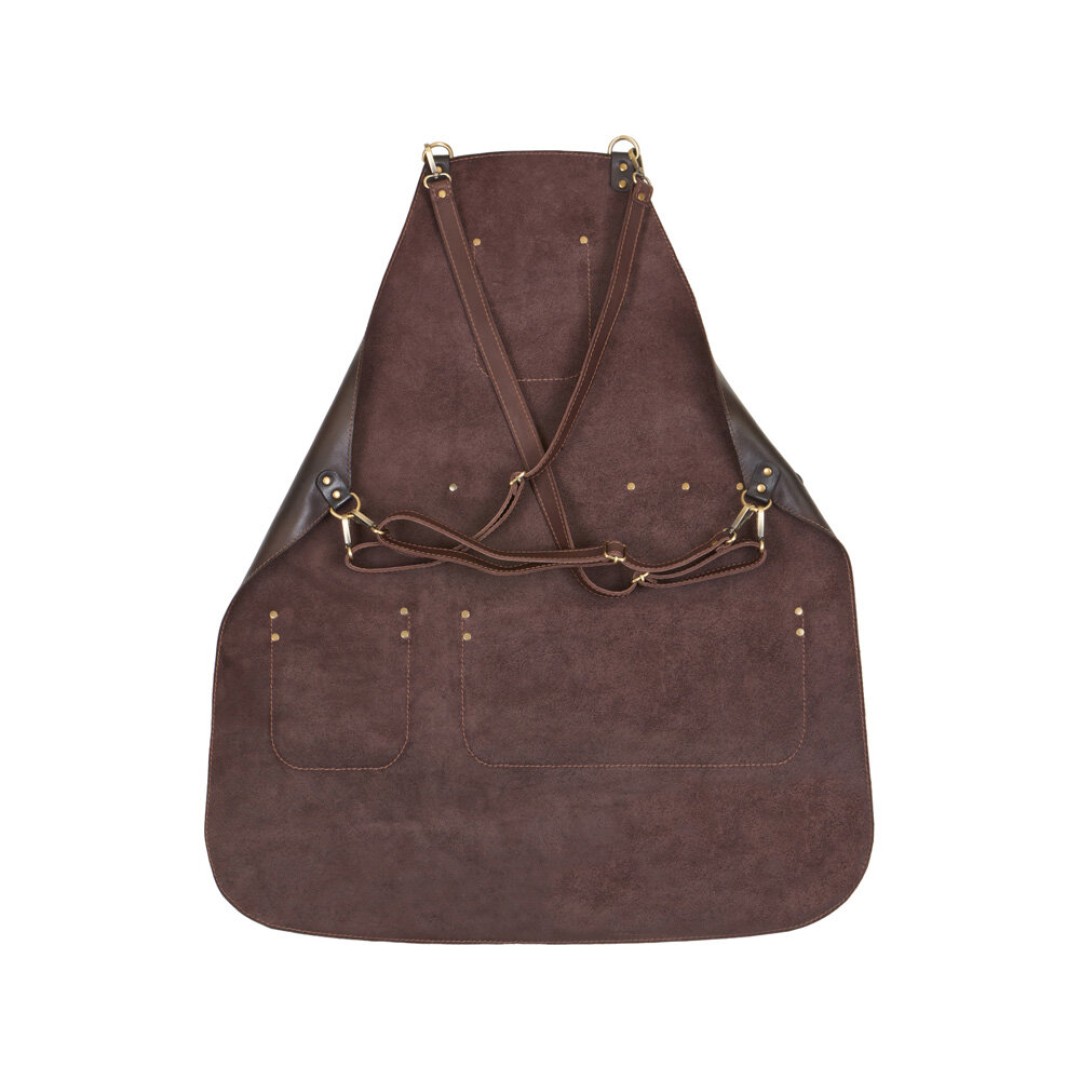 Набор: фартук из натуральной кожи в тубусе, темно-коричневый