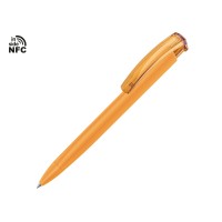 Ручка пластиковая шариковая трехгранная «Trinity K transparent Gum» soft-touch с чипом передачи инфо, охра