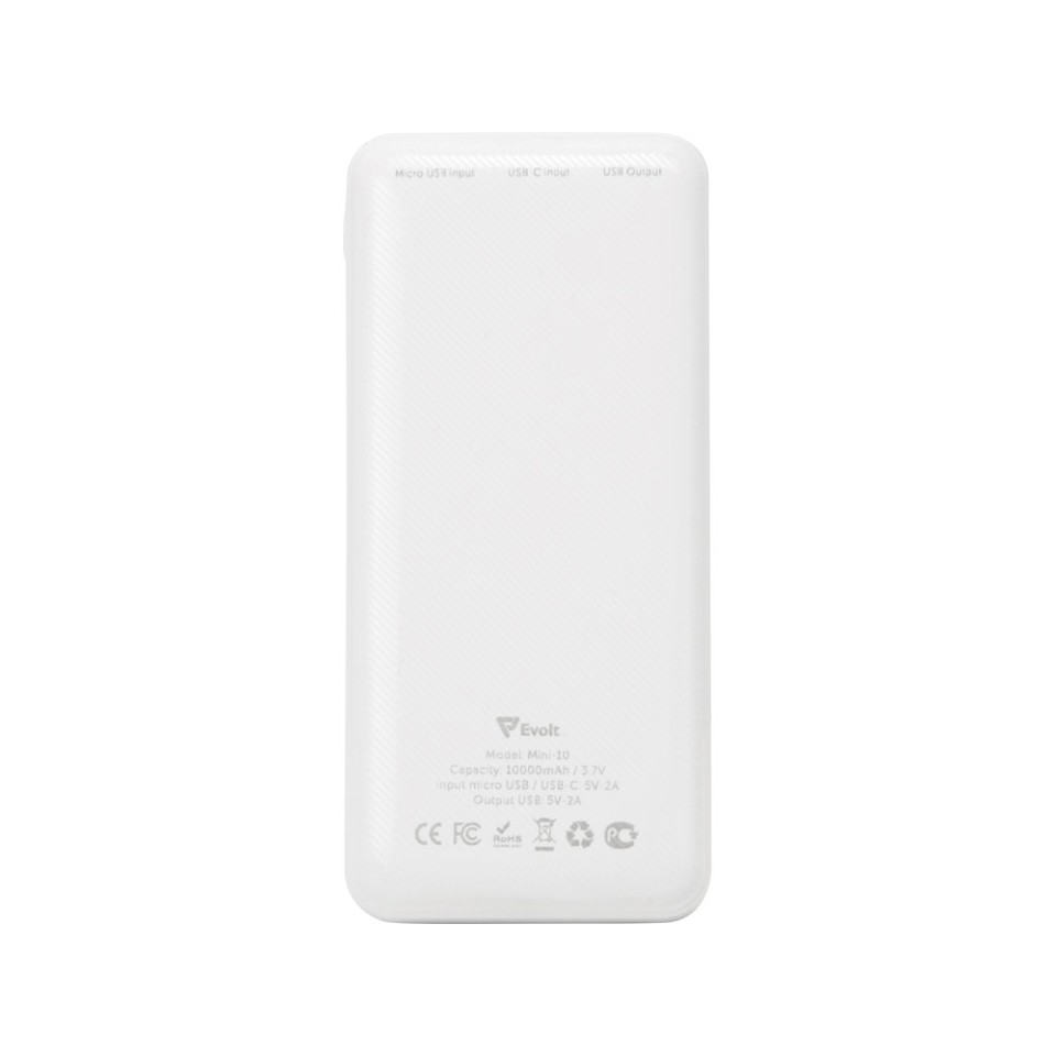 Внешний аккумулятор Evolt "Mini-10", 10000 mAh, белый