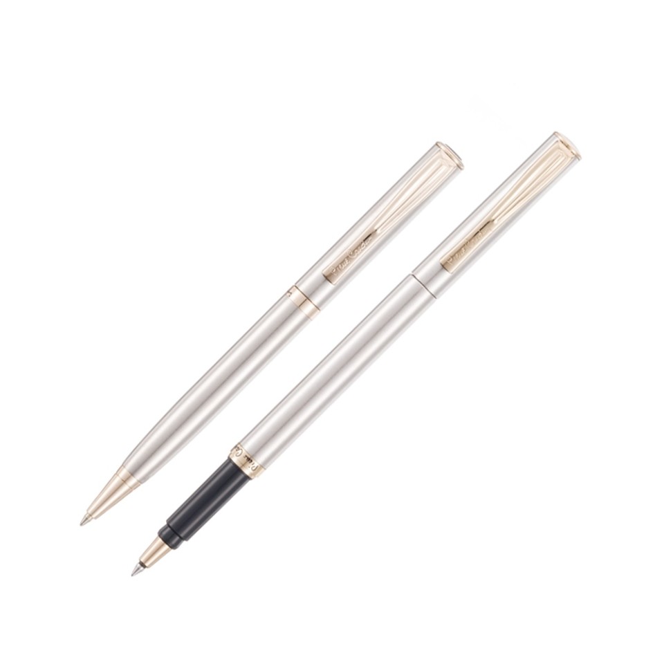 Набор Pierre Cardin PEN&PEN: ручка шариковая + роллер. Цвет - серебристый. Упаковка Е.
