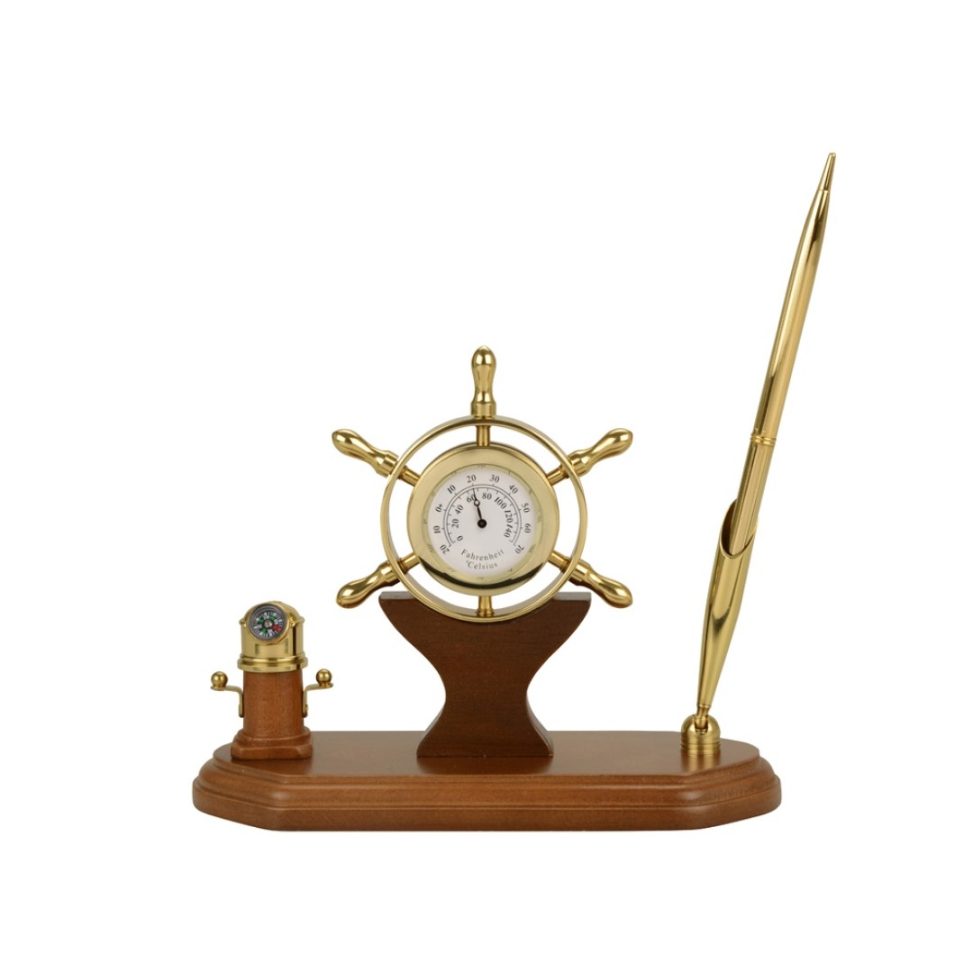 Настольный прибор «У руля», коричневый/золотистый