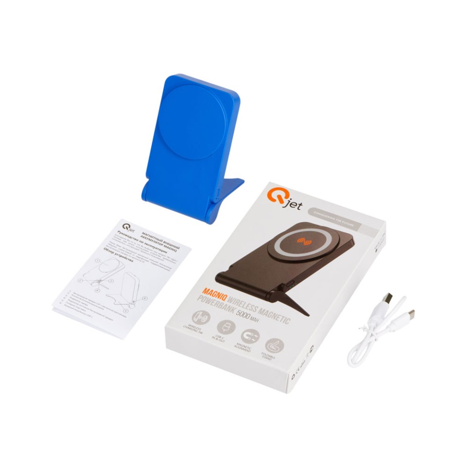 Внешний магнитный аккумулятор "MagnIQ", синий, 5000 mAh