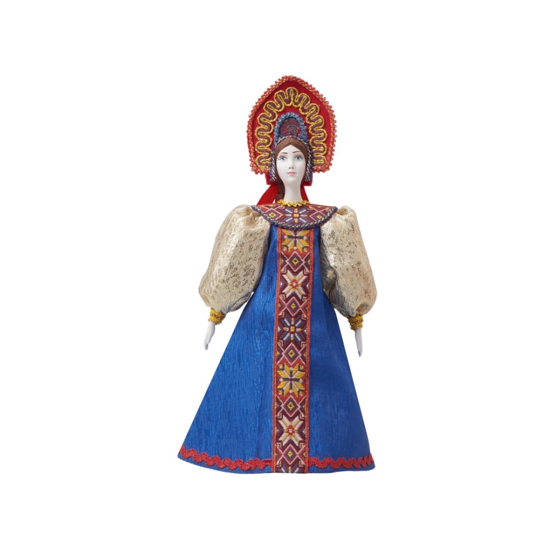 Подарочный набор: кукла фарфоровая, мед, синий