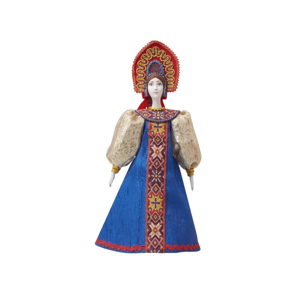 Подарочный набор: кукла фарфоровая, мед, синий