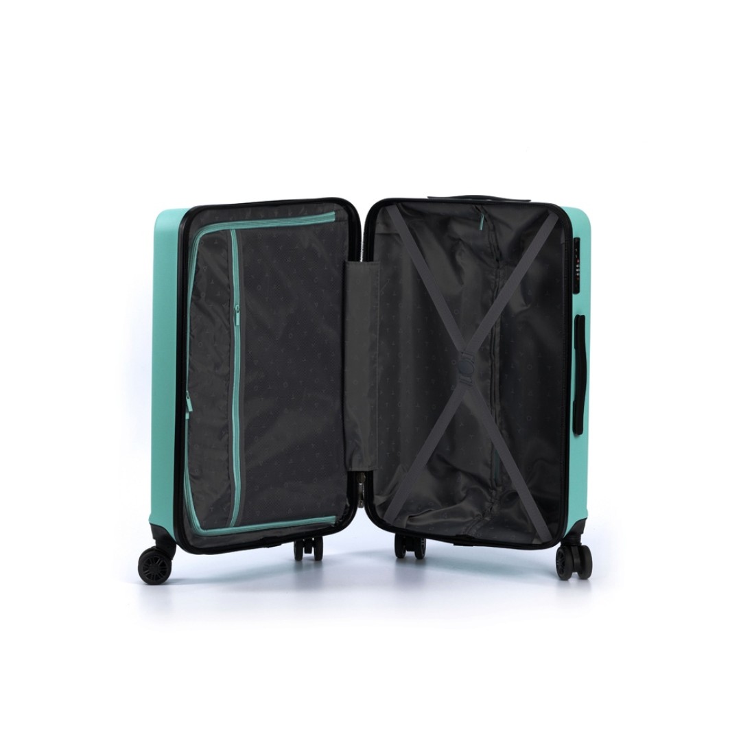 Чемодан TORBER Caspian, светло-зелёный, ABS-пластик, 43 х 26 х 68 см, 64 л