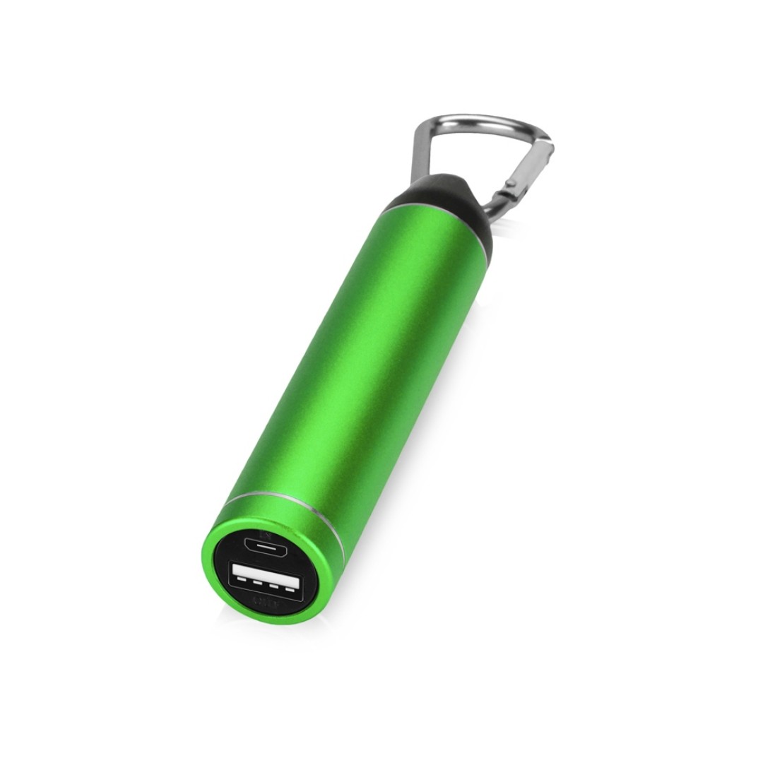 Портативное зарядное устройство "Марс" с карабином, 2600 mAh, зеленый