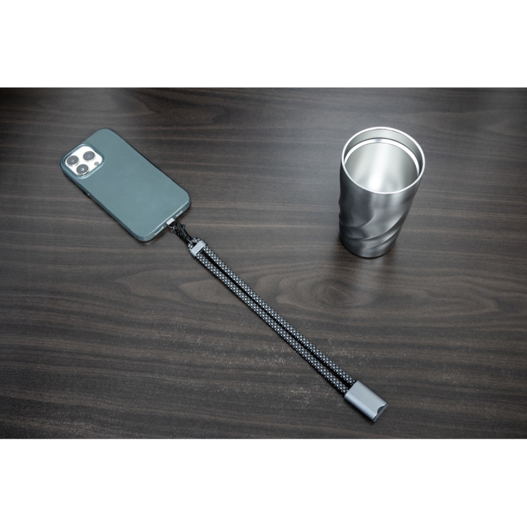 Ремешок-держатель для телефона с зарядным кабелем USB-C - USB-C «Lany Wristband Charge Eco», серый