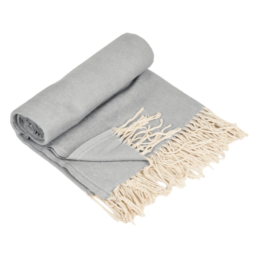 Плед "Ёлочка" 150х180 см. ПРЕМИУМ (серый однотонное) (Р)