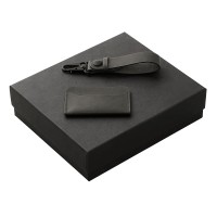 Подарочный набор Long River: картхолдер, ремешок для ключей (без лого Long River), черная коробка