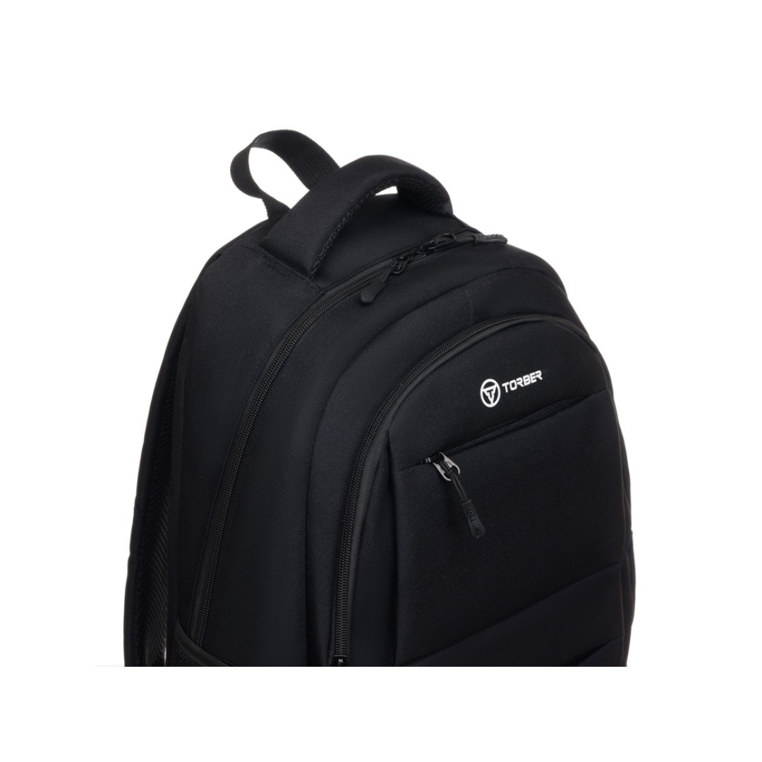 Рюкзак TORBER CLASS X, черный, полиэстер 900D, 45 x 30 x 18 см + Мешок для сменной обуви в подарок!