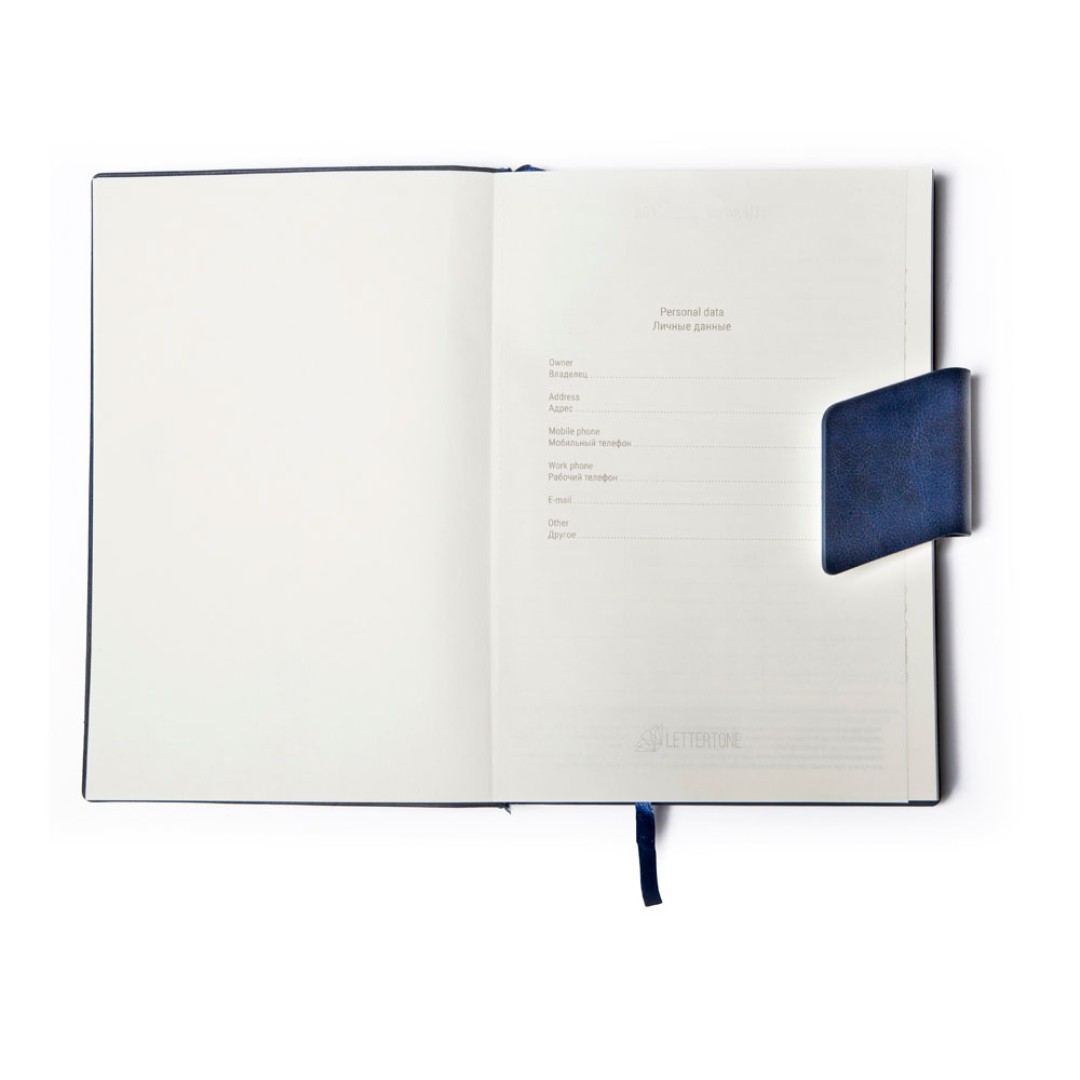 Бизнес блокнот А5 "Monoi" с клапаном, твердая обложка, 128 листов, темно-синий