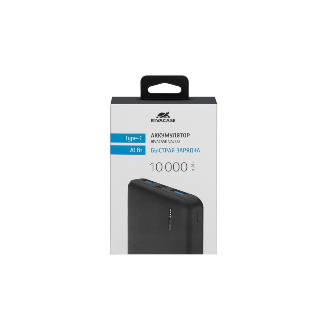 RIVACASE VA2532 (10000 мАч) QC/PD 20W внешний аккумулятор с дисплеем, черный 12/48