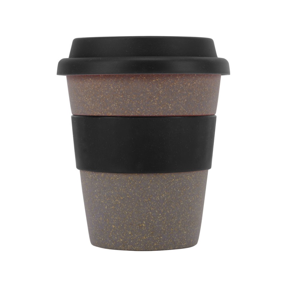 Стакан с силиконовой крышкой "Cafe", черный