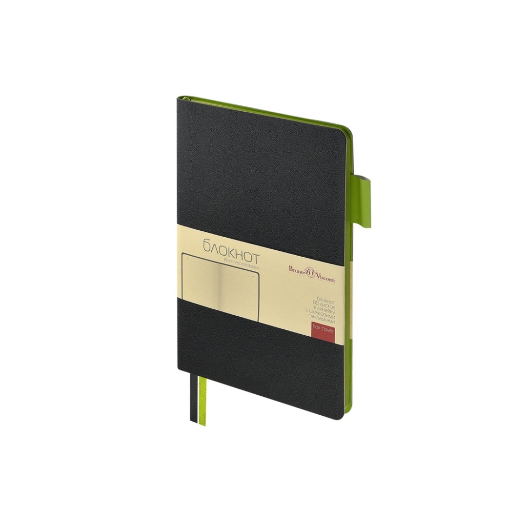 Блокнот А5 "Boston", черный с салатовым срезом