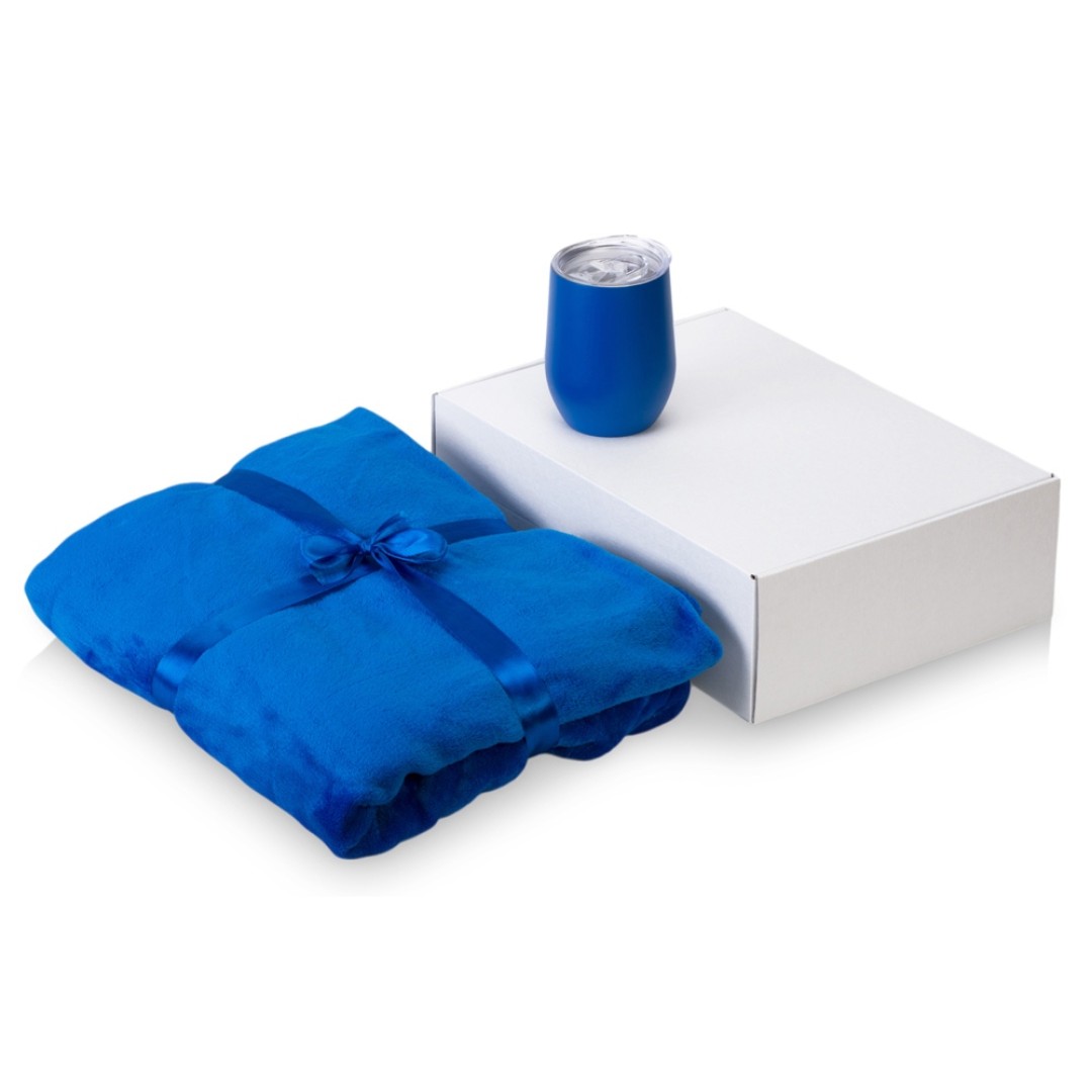 Подарочный набор «Dreamy hygge» 2.0 с пледом и термокружкой, синий