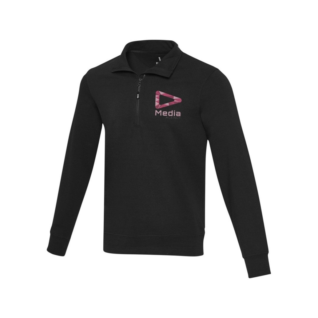 Tin унисекс-свитер с молнией из переработанных материалов Aware™ - сплошной черный