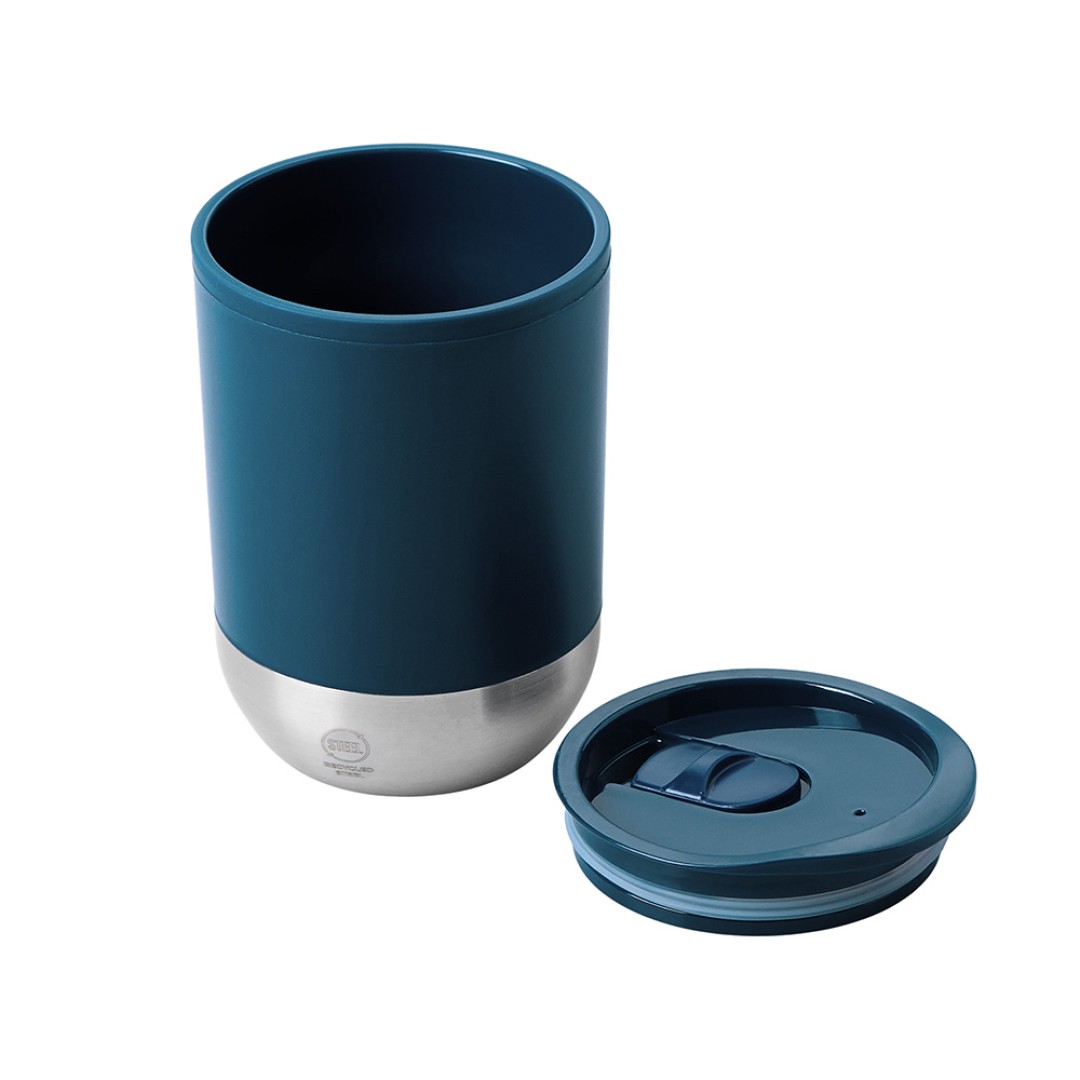 Термокружка LINDE с двойными стенками из переработанного полипропилена, синий нэйви