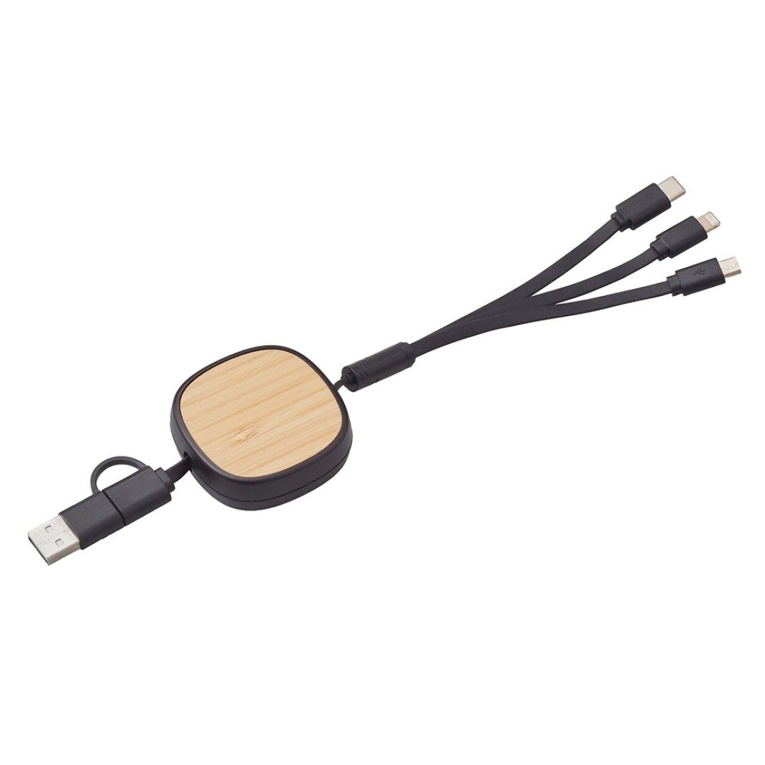 Универсальный кабель с ретрактором 3-в-1 «Retrax», черный