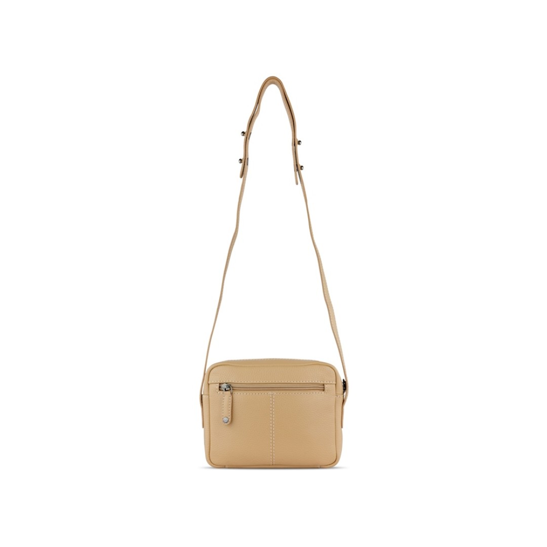 Сумка кросс-боди женская BUGATTI Elsa, песочного цвета, воловья кожа/полиэстер, 19х5,5х14 см