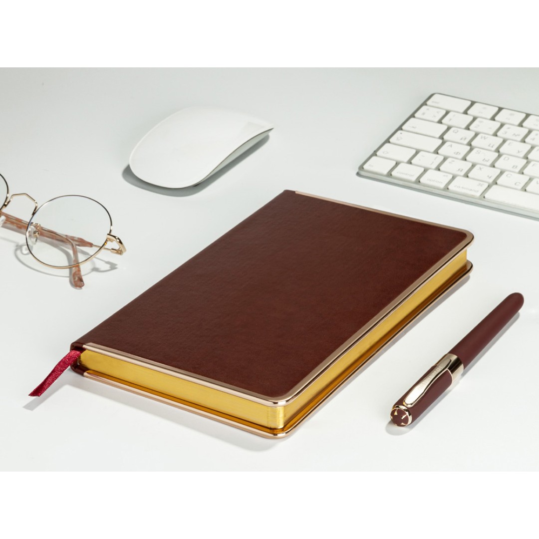 Ежедневник А5 недатированный «Chelsea», коричневый (золотистый кант и срез)