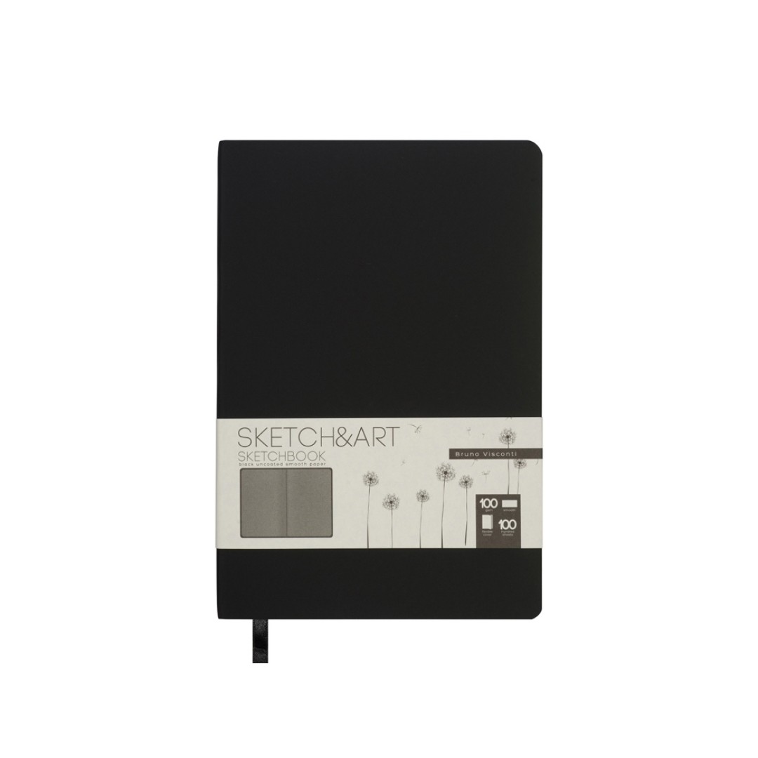 Скетчбук "Sketch & Art" в мягком переплете 140х210 мм, 100 л. черной бумаги 100 гр., черный
