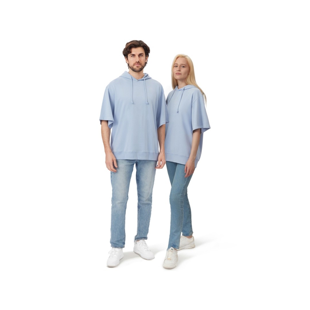 Худи оверсайз с коротким рукавом «Warsaw» унисекс, небесно-голубой