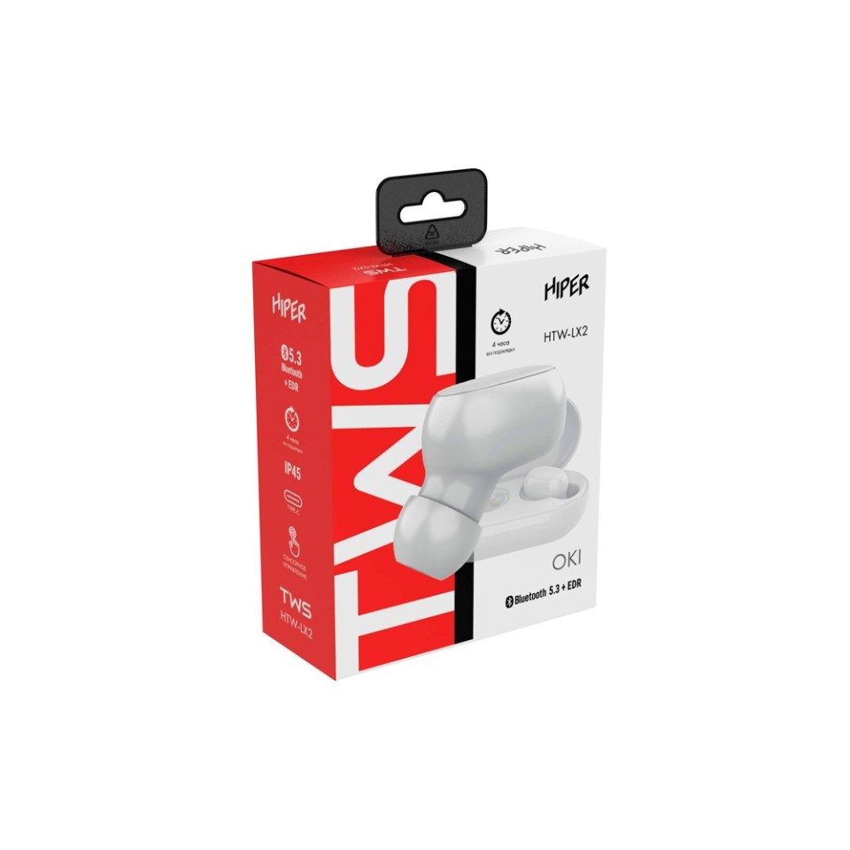 Беспроводные наушники HIPER TWS OKI White (HTW-LX2) Bluetooth 5.0 гарнитура, Белый