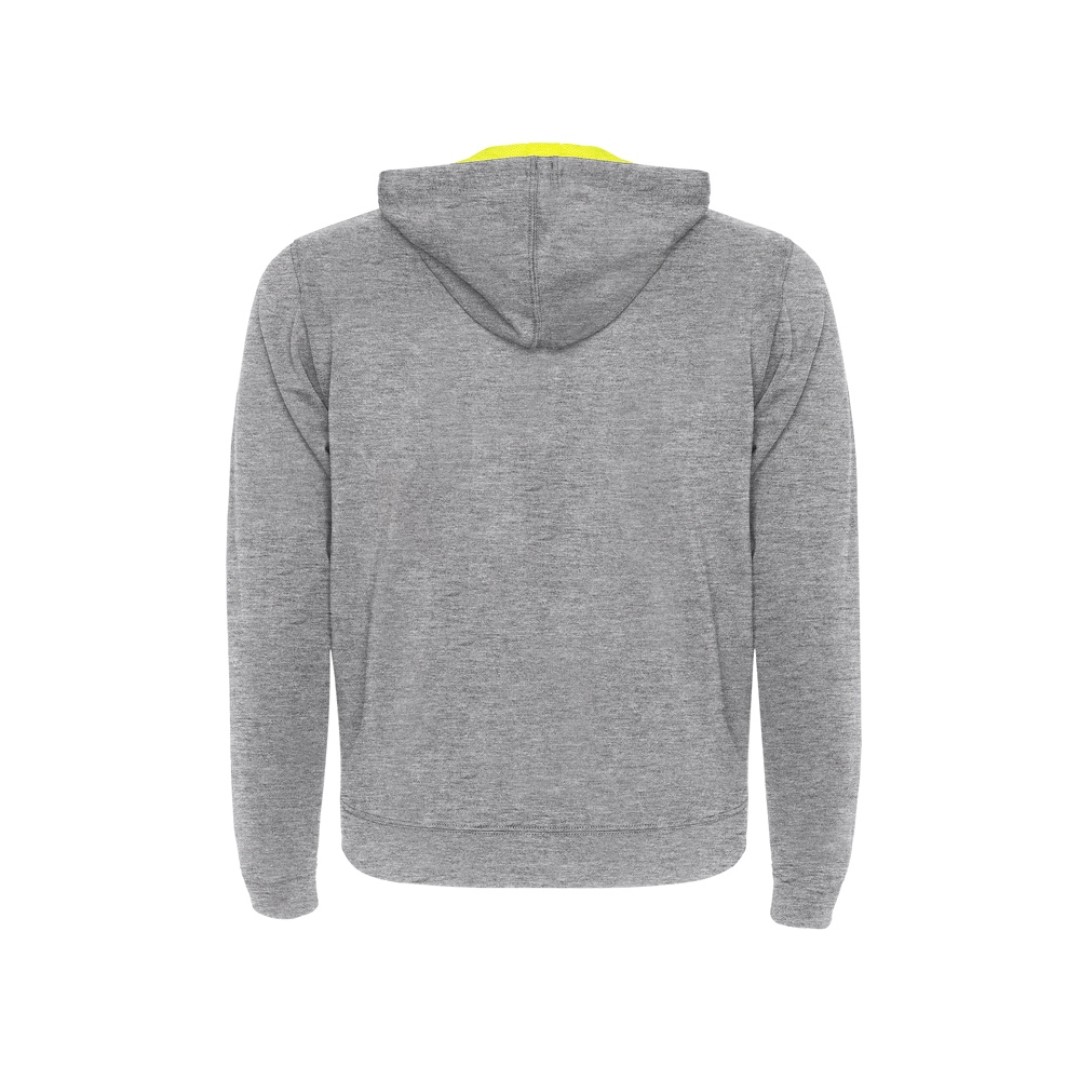 Толстовка на молнии "Fuji", серый меланж/неоновый желтый