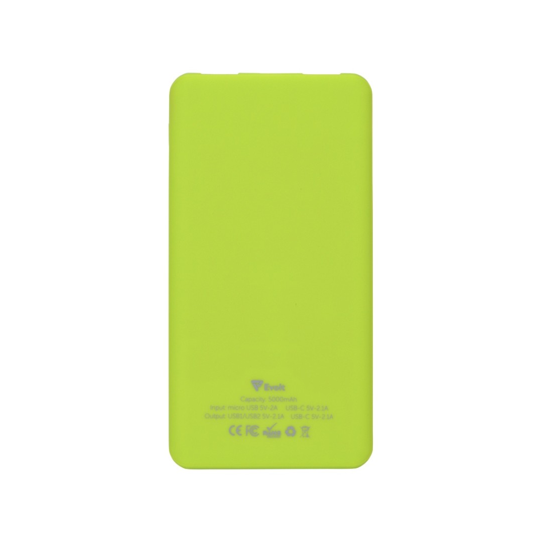 Портативное зарядное устройство «Reserve» с USB Type-C, 5000 mAh, зеленое яблоко