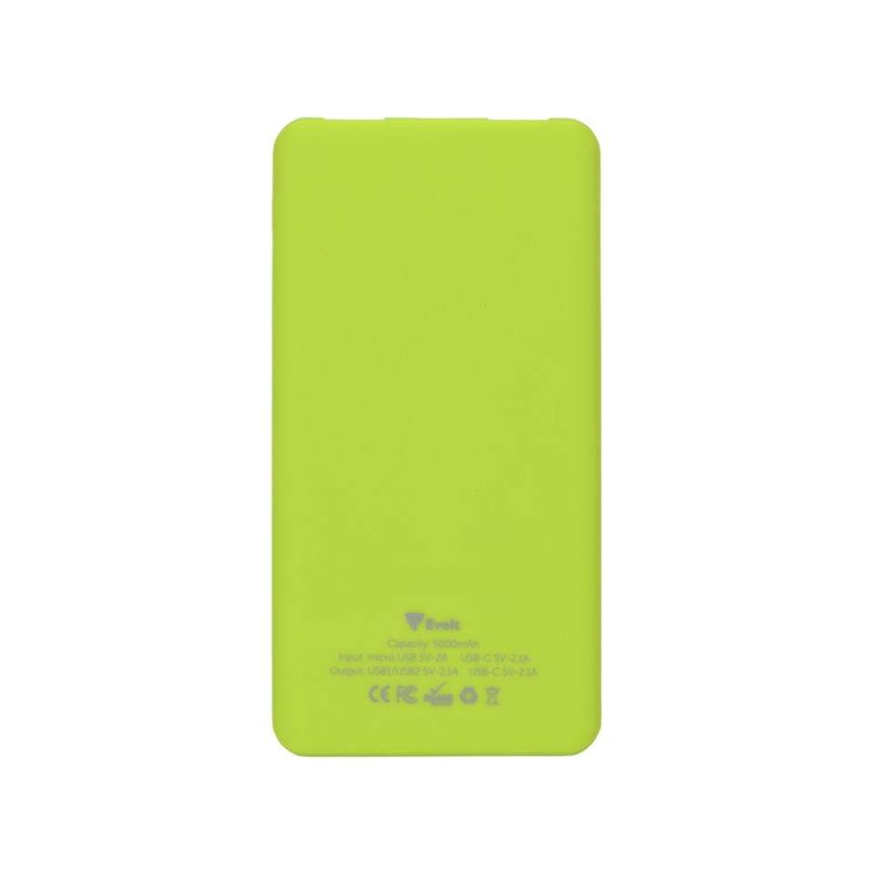 Портативное зарядное устройство «Reserve» с USB Type-C, 5000 mAh, зеленое яблоко