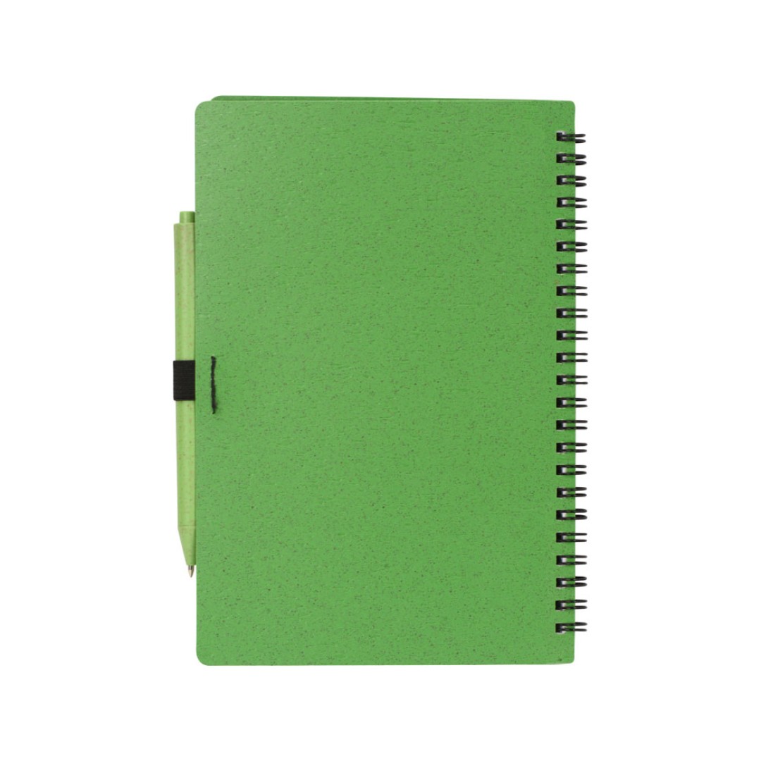 Блокнот А5 «Toledo M», зеленый + ручка шариковая «Pianta» из пшеничной соломы, зеленый