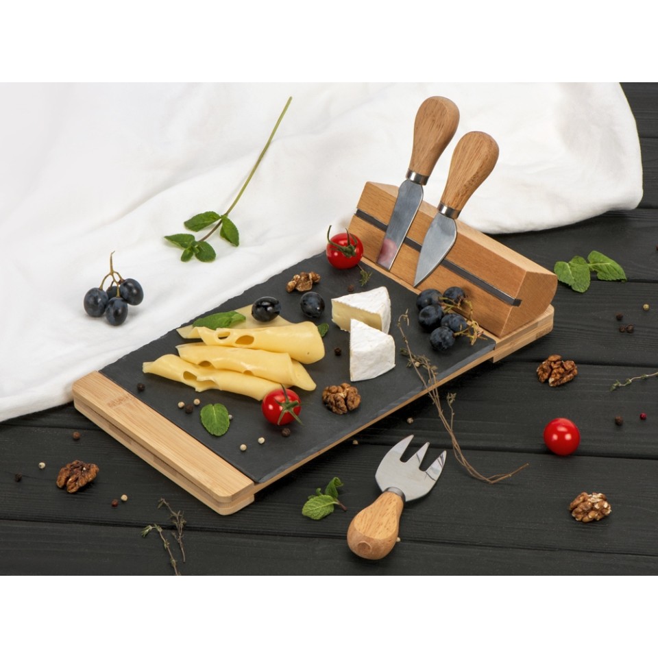 Набор для сыра из сланцевой доски и ножей Bamboo collection "Taleggio" (Р)
