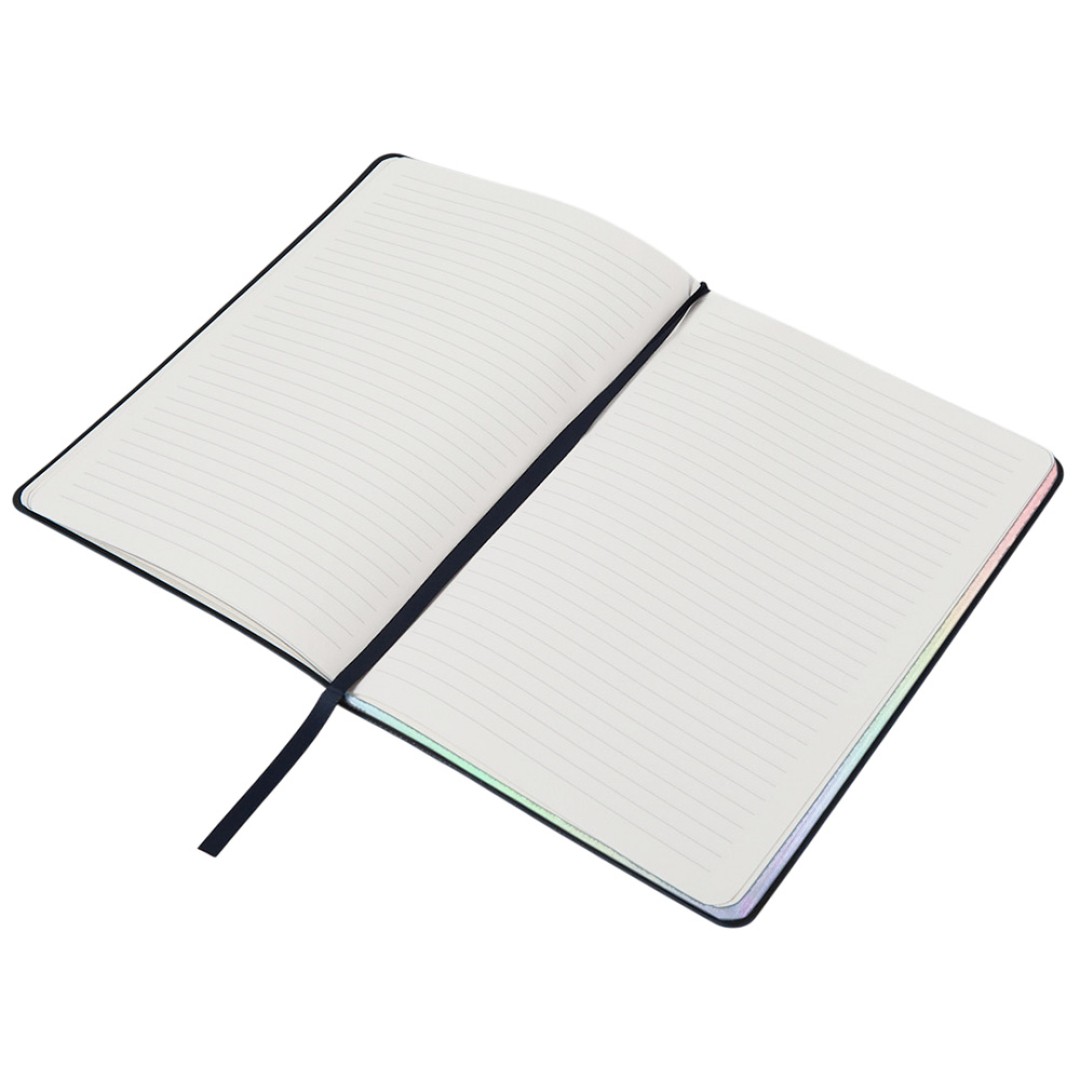 Блокнот А5 в гибкой обложке "Fellini" с голографическим срезом, темно-синий