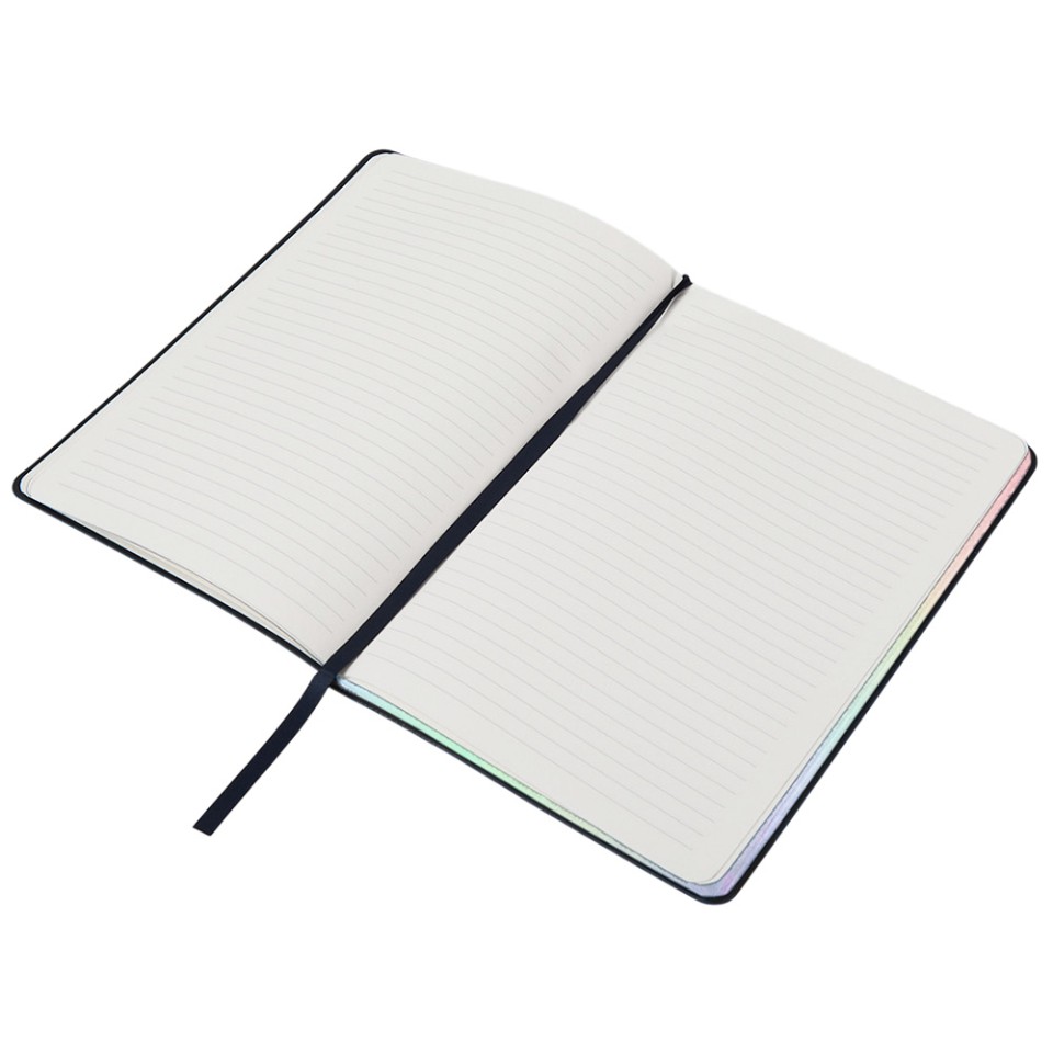 Блокнот А5 в гибкой обложке "Fellini" с голографическим срезом, темно-синий