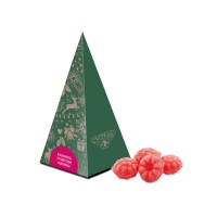 Елка из картона с бронзовым новогодним паттерном с малиновым монпансье, 50 г.