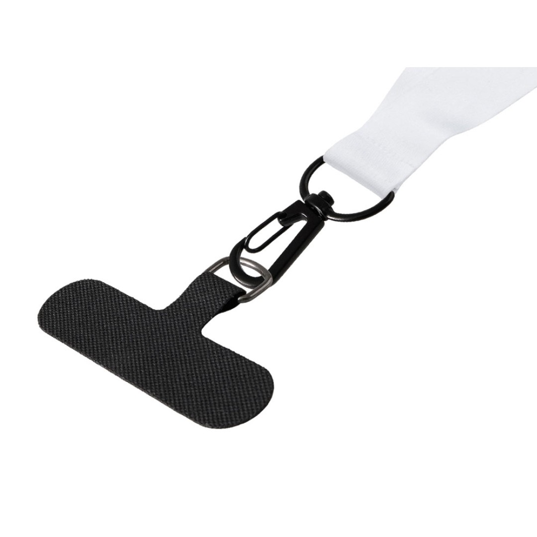 Ланъярд 2 см под сублимацию с трендовым карабином и узким держателем для телефона из ПЭ, черный