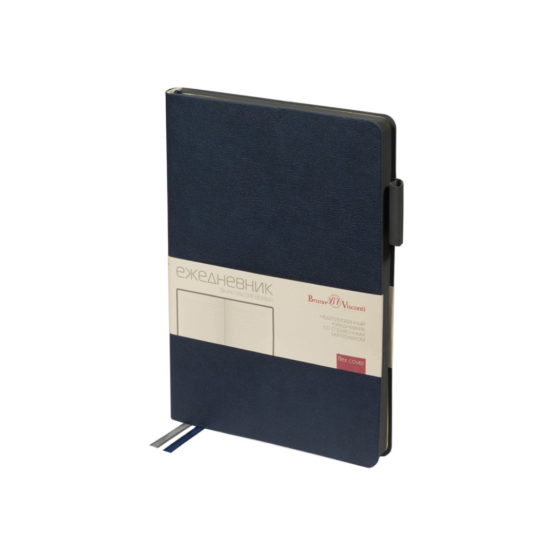 Ежедневник недатированный А5 «Boston», темно-синий (серый обрез)