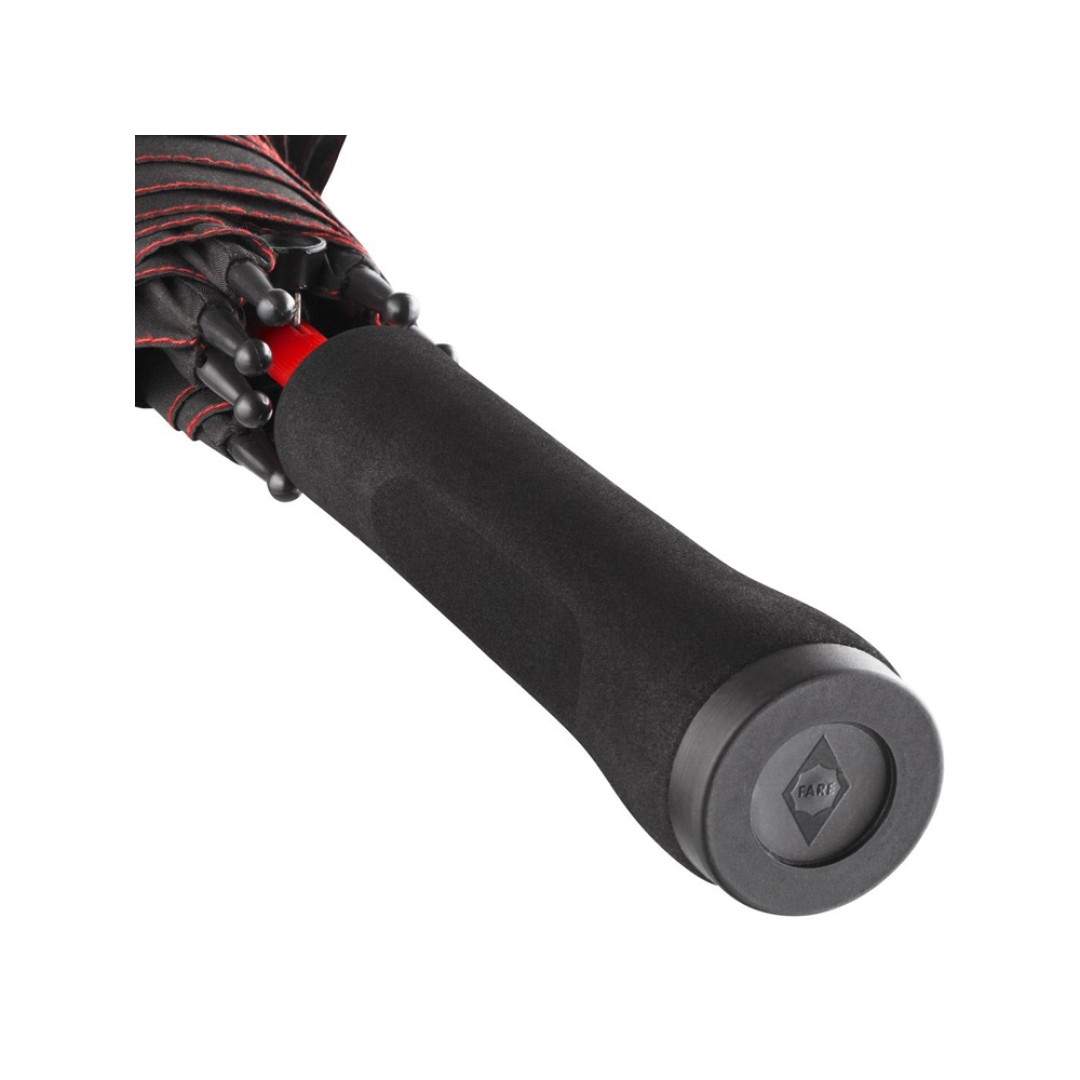 Зонт-трость 1084 Colorline с цветными спицами и куполом из переработанного пластика, черный/красный