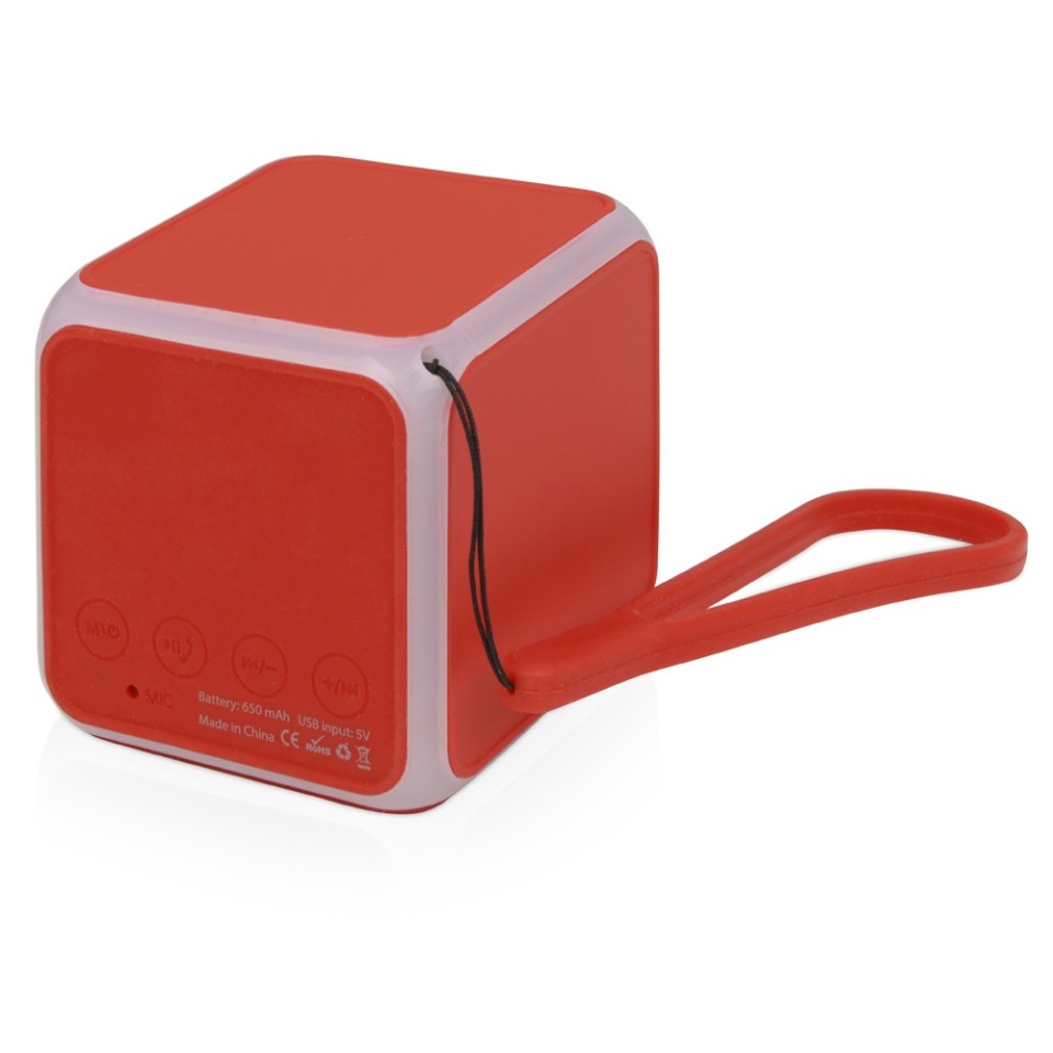 Портативная колонка «Cube» с подсветкой, красный