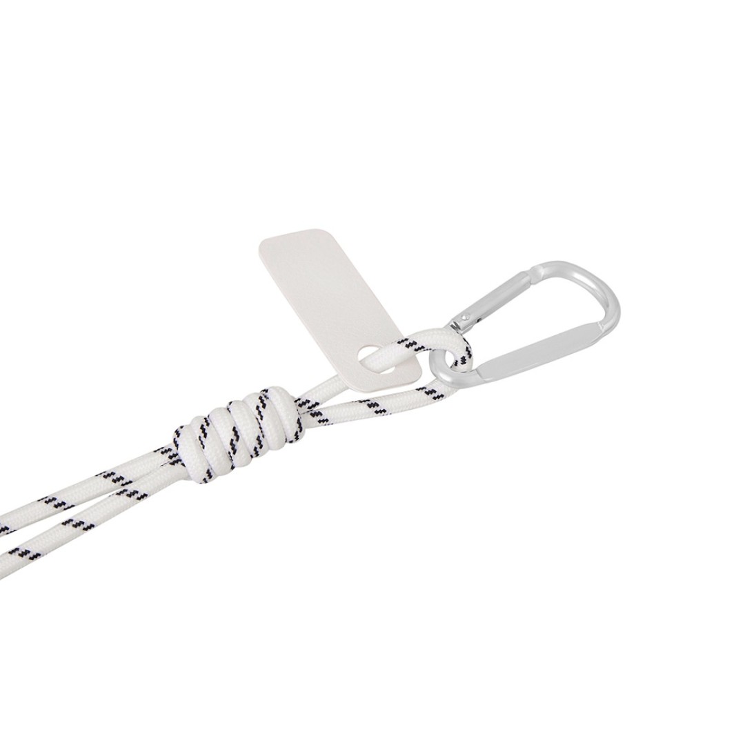 Брелок-веревочка на карабине, черно-белый