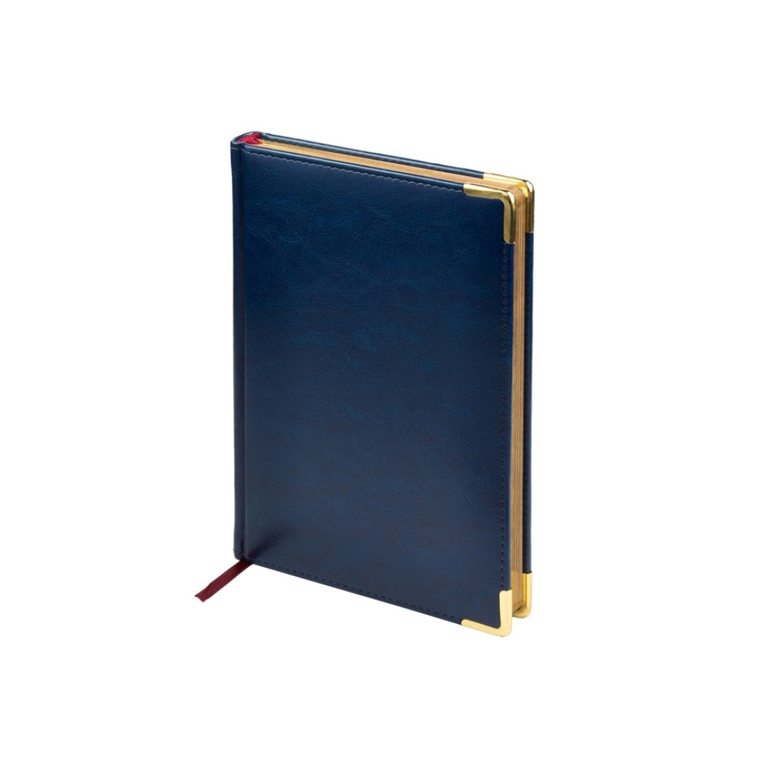 Ежедневник А5 датированный «Sidney Nebraska» 2026, синий (золотой обрез, золотые уголки)