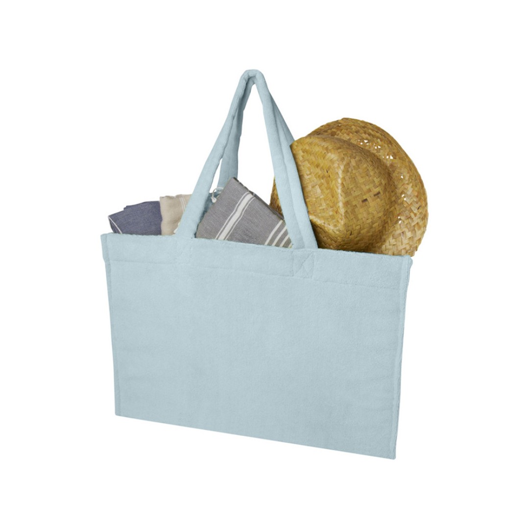 Пляжная эко-сумка Siam объемом 13 л из переработанной махровой ткани, сертифицированной GRS - Cloud Blue