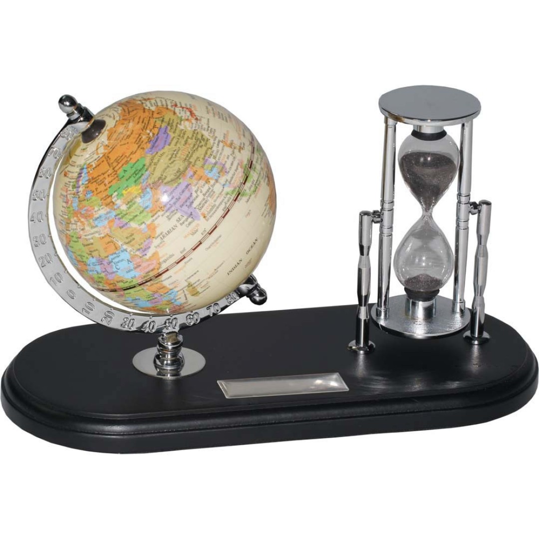 Набор с глобусом на черной подставке «Время и мы», серебристый/черный