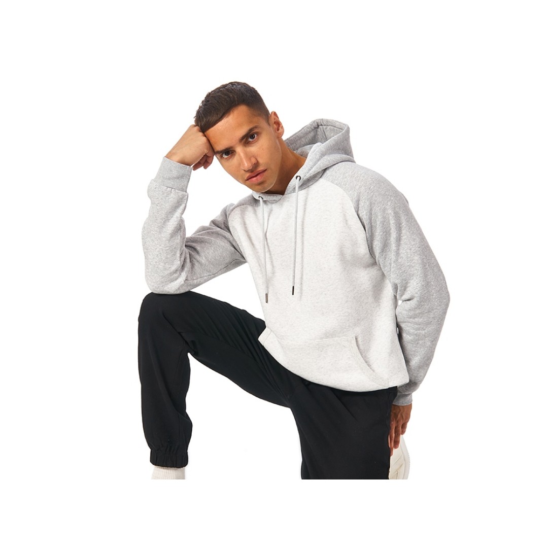 Толстовка с капюшоном «Dublin» мужская, серый меланж/белый меланж