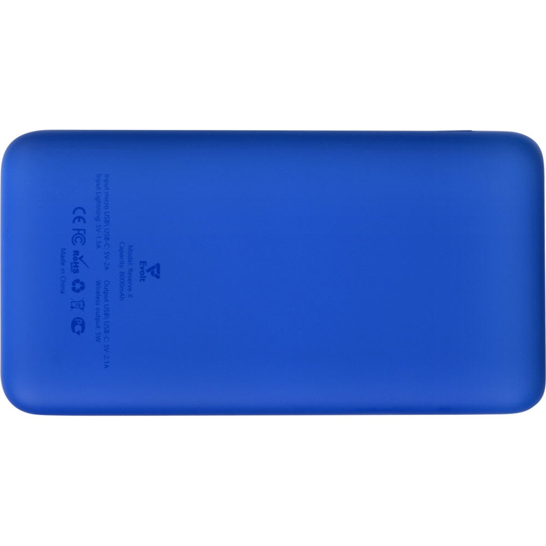 Внешний беспроводной аккумулятор с подсветкой лого «Reserve X» v.2, 8000 mAh, ярко-синий